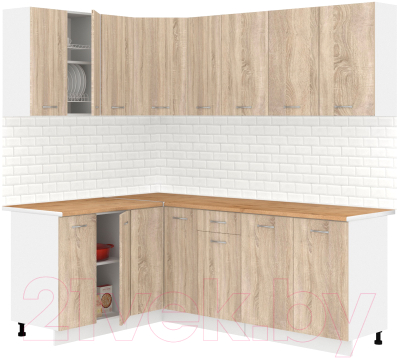 Готовая кухня Кортекс-мебель Корнелия Лира 1.5x2.1 (дуб сонома/дуб бунратти)