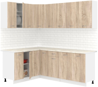 Готовая кухня Кортекс-мебель Корнелия Лира 1.5x2.1 (дуб сонома/королевский опал) - 