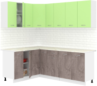 Готовая кухня Кортекс-мебель Корнелия Лира 1.5x2.1 (зеленый/оникс/королевский опал) - 