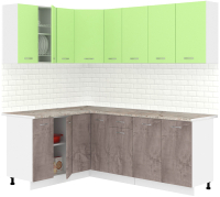 Кухонный гарнитур Кортекс-мебель Корнелия Лира 1.5x2.1 (зеленый/оникс/марсель) - 
