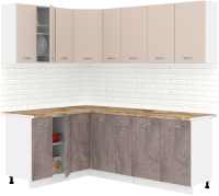 Кухонный гарнитур Кортекс-мебель Корнелия Лира 1.5x2.1 (капучино/оникс/мадрид) - 