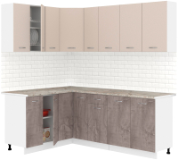 Кухонный гарнитур Кортекс-мебель Корнелия Лира 1.5x2.1 (капучино/оникс/марсель) - 