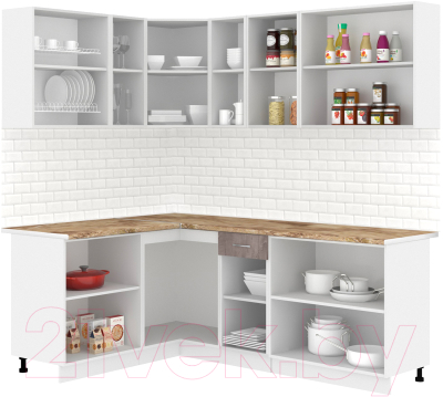 Готовая кухня Кортекс-мебель Корнелия Лира 1.5x2.1 (крем/оникс/мадрид)