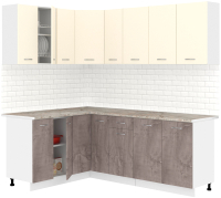 Кухонный гарнитур Кортекс-мебель Корнелия Лира 1.5x2.1 (крем/оникс/марсель) - 