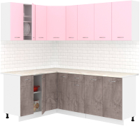 Готовая кухня Кортекс-мебель Корнелия Лира 1.5x2.1 (розовый/оникс/королевский опал) - 