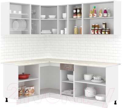 Готовая кухня Кортекс-мебель Корнелия Лира 1.5x2.1 (розовый/оникс/королевский опал)