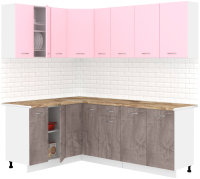 Кухонный гарнитур Кортекс-мебель Корнелия Лира 1.5x2.1 (розовый/оникс/мадрид) - 