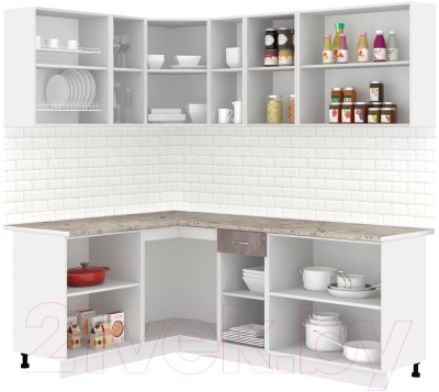 Готовая кухня Кортекс-мебель Корнелия Лира 1.5x2.1 (розовый/оникс/марсель)