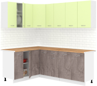 Готовая кухня Кортекс-мебель Корнелия Лира 1.5x2.1 (салатовый/оникс/дуб бунратти) - 
