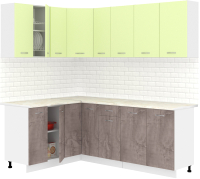 Готовая кухня Кортекс-мебель Корнелия Лира 1.5x2.1 (салатовый/оникс/королевский опал) - 