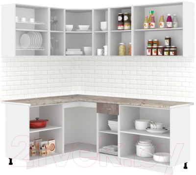 Готовая кухня Кортекс-мебель Корнелия Лира 1.5x2.1 (салатовый/оникс/марсель)