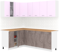Готовая кухня Кортекс-мебель Корнелия Лира 1.5x2.1 (сирень/оникс/дуб бунратти) - 
