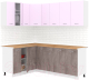 Кухонный гарнитур Кортекс-мебель Корнелия Лира 1.5x2.1 (сирень/оникс/дуб бунратти) - 