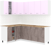 Кухонный гарнитур Кортекс-мебель Корнелия Лира 1.5x2.1 (сирень/оникс/мадрид) - 
