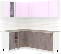 Кухонный гарнитур Кортекс-мебель Корнелия Лира 1.5x2.1 (сирень/оникс/марсель) - 