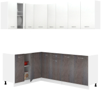 Кухонный гарнитур Кортекс-мебель Корнелия Лира 1.5x2.1 без столешницы (белый/береза) - 