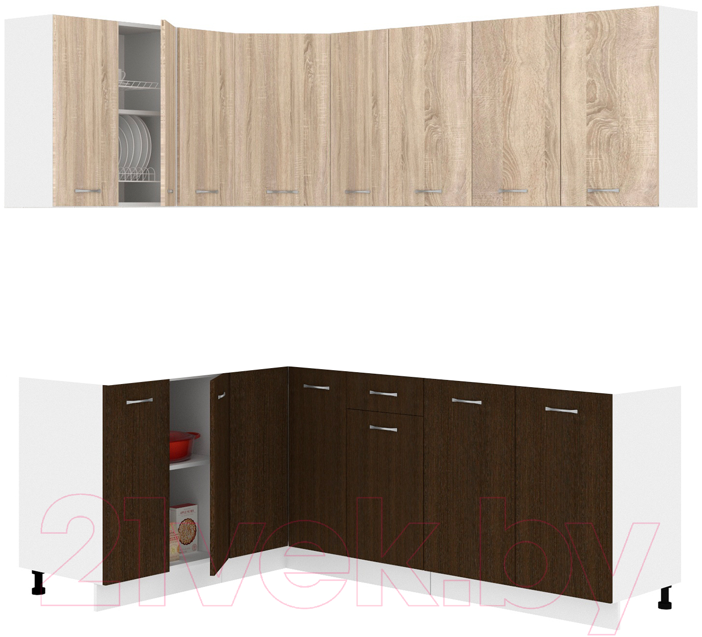 Готовая кухня Кортекс-мебель Корнелия Лира 1.5x2.1 без столешницы