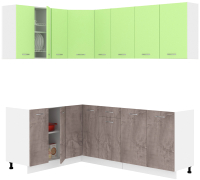 Кухонный гарнитур Кортекс-мебель Корнелия Лира 1.5x2.1 без столешницы (зеленый/оникс) - 