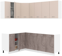 Кухонный гарнитур Кортекс-мебель Корнелия Лира 1.5x2.1 без столешницы (капучино/оникс) - 
