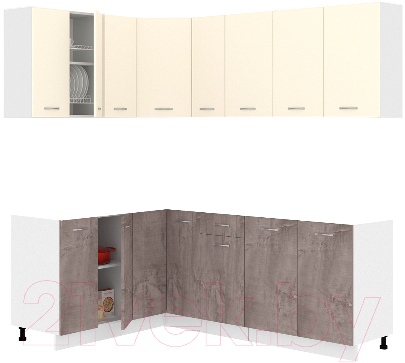 Готовая кухня Кортекс-мебель Корнелия Лира 1.5x2.1 без столешницы