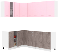 Кухонный гарнитур Кортекс-мебель Корнелия Лира 1.5x2.1 без столешницы (розовый/оникс) - 