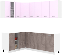 Кухонный гарнитур Кортекс-мебель Корнелия Лира 1.5x2.1 без столешницы (сирень/оникс) - 