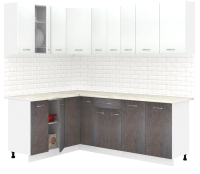 Готовая кухня Кортекс-мебель Корнелия Лира 1.5x2.2 (белый/береза/королевский опал) - 