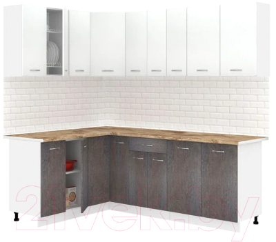 Готовая кухня Кортекс-мебель Корнелия Лира 1.5x2.2 (белый/береза/мадрид)