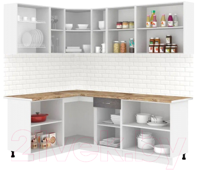 Готовая кухня Кортекс-мебель Корнелия Лира 1.5x2.2 (белый/береза/мадрид)