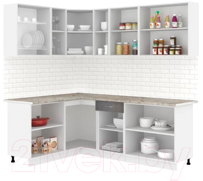 Готовая кухня Кортекс-мебель Корнелия Лира 1.5x2.2 (белый/береза/марсель)