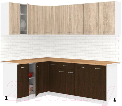 Готовая кухня Кортекс-мебель Корнелия Лира 1.5x2.2 (дуб сонома/венге/дуб бунратти)