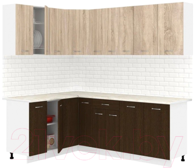 Готовая кухня Кортекс-мебель Корнелия Лира 1.5x2.2 (дуб сонома/венге/королевский опал)