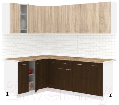 Готовая кухня Кортекс-мебель Корнелия Лира 1.5x2.2 (дуб сонома/венге/мадрид)