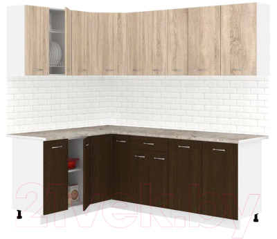 Готовая кухня Кортекс-мебель Корнелия Лира 1.5x2.2 (дуб сонома/венге/марсель)