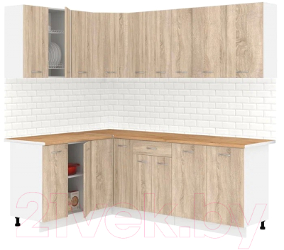Готовая кухня Кортекс-мебель Корнелия Лира 1.5x2.2 (дуб сонома/дуб бунратти)