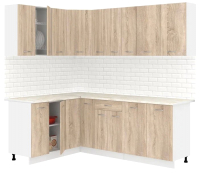 Готовая кухня Кортекс-мебель Корнелия Лира 1.5x2.2 (дуб сонома/королевский опал) - 