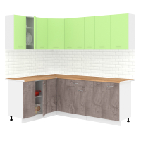 Кухонный гарнитур Кортекс-мебель Корнелия Лира 1.5x2.2 (зеленый/оникс/дуб бунратти) - 
