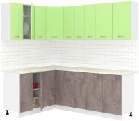 Кухонный гарнитур Кортекс-мебель Корнелия Лира 1.5x2.2 (зеленый/оникс/королевский опал) - 
