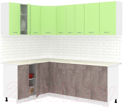 Готовая кухня Кортекс-мебель Корнелия Лира 1.5x2.2 (зеленый/оникс/королевский опал)