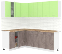 Кухонный гарнитур Кортекс-мебель Корнелия Лира 1.5x2.2 (зеленый/оникс/мадрид) - 