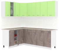 Кухонный гарнитур Кортекс-мебель Корнелия Лира 1.5x2.2 (зеленый/оникс/марсель) - 