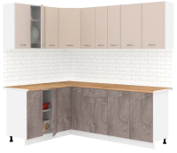Кухонный гарнитур Кортекс-мебель Корнелия Лира 1.5x2.2 (капучино/оникс/дуб бунратти) - 