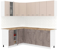 Кухонный гарнитур Кортекс-мебель Корнелия Лира 1.5x2.2 (капучино/оникс/мадрид) - 