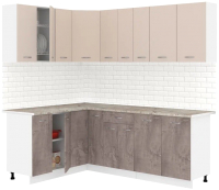 Кухонный гарнитур Кортекс-мебель Корнелия Лира 1.5x2.2 (капучино/оникс/марсель) - 
