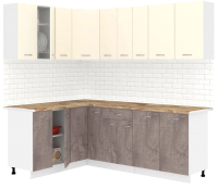 Готовая кухня Кортекс-мебель Корнелия Лира 1.5x2.2 (крем/оникс/мадрид) - 