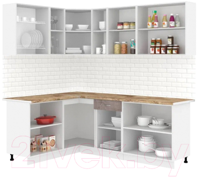 Готовая кухня Кортекс-мебель Корнелия Лира 1.5x2.2 (крем/оникс/мадрид)