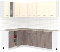 Кухонный гарнитур Кортекс-мебель Корнелия Лира 1.5x2.2 (крем/оникс/марсель) - 