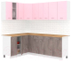 Готовая кухня Кортекс-мебель Корнелия Лира 1.5x2.2 (розовый/оникс/дуб бунратти) - 