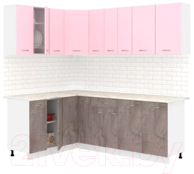 Готовая кухня Кортекс-мебель Корнелия Лира 1.5x2.2 (розовый/оникс/королевский опал)