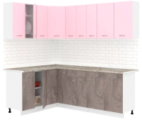 Готовая кухня Кортекс-мебель Корнелия Лира 1.5x2.2 (розовый/оникс/марсель) - 